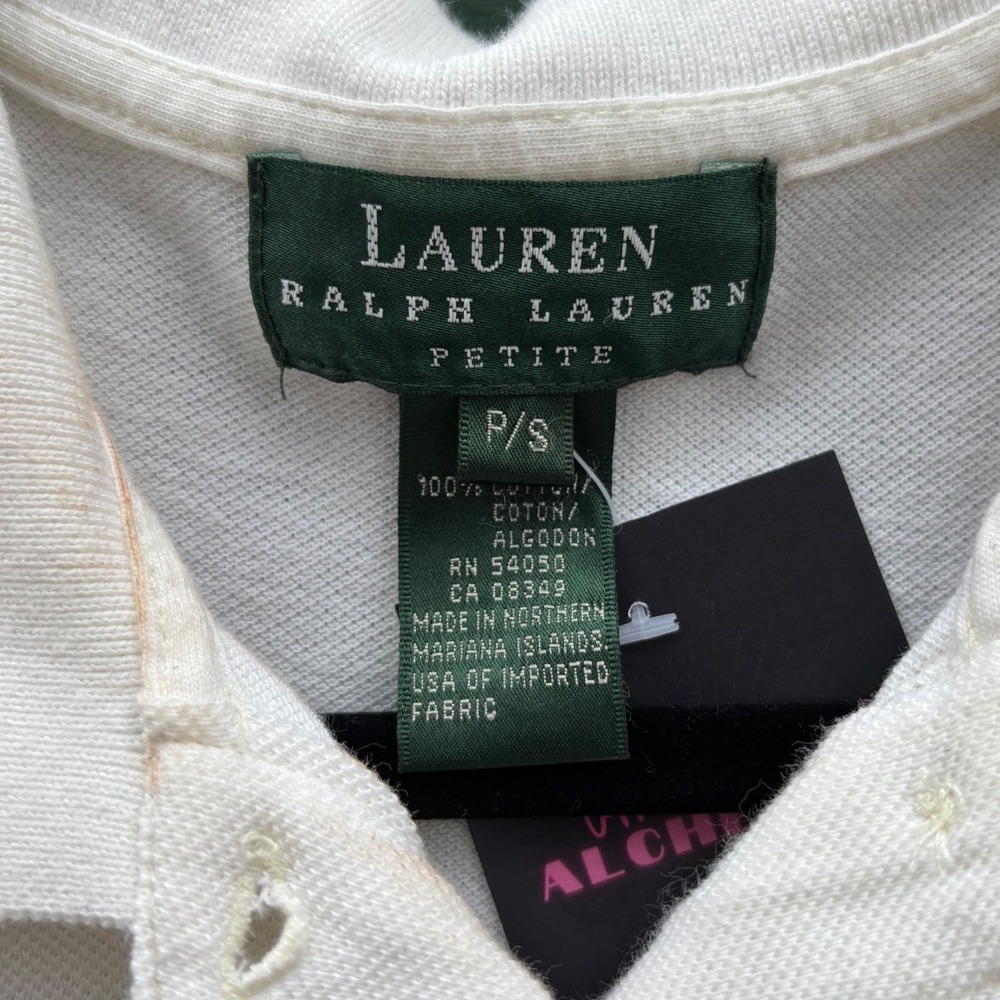 Ralph Lauren White Cotton Pique Crest Polo Shirt 90s Vintage S Preppy Tennis - Picture 4 of 5